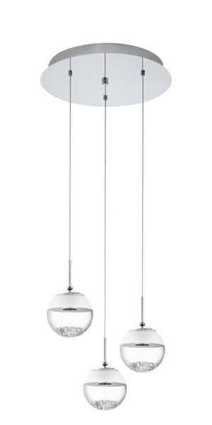 Eglo 93709 MONTEFIO 1 LED 3-fach Hängeleuchte 3x5W Ø400mm Chrom Weiss Klar warmweiss