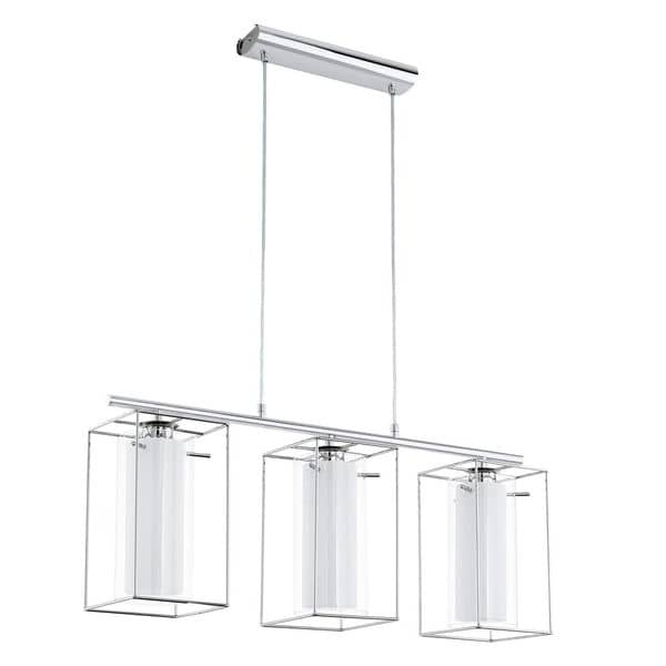 Eglo 94378 Loncino 1 Hängeleuchte 3xE27 Stahl chrom klar weiss