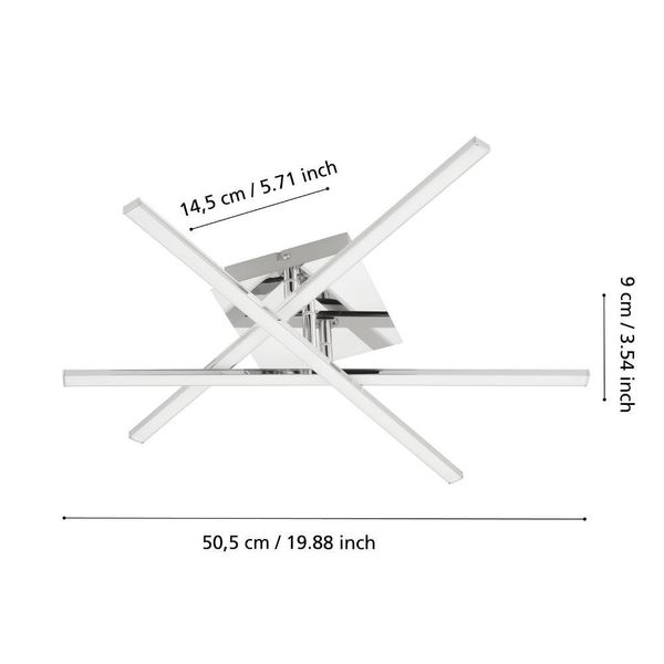 Eglo 95567 LASANA 1 LED 3-fach Deckenleuchte 3x3,5W 500x160mm Chrom Weiss warmweiss