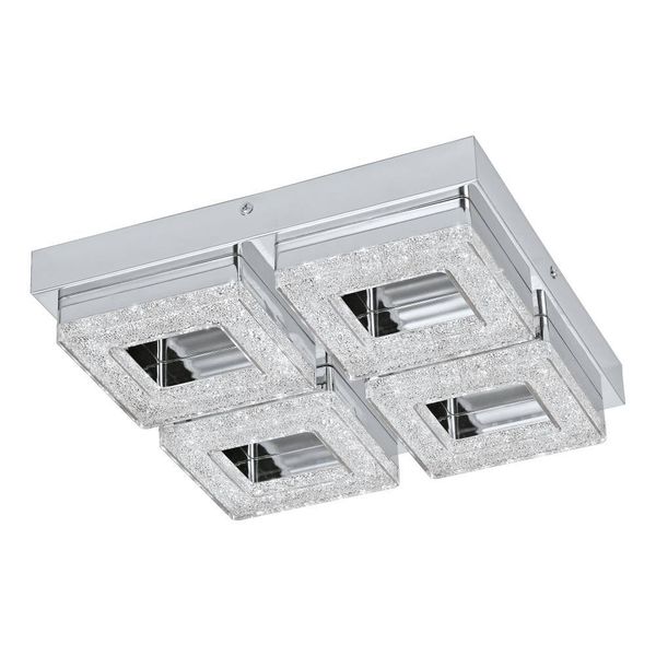 Eglo 95657 FRADELO LED 4-fach Deckenleuchte Wandleuchte 4x3,5W 280x280mm Chrom Klar warmweiss