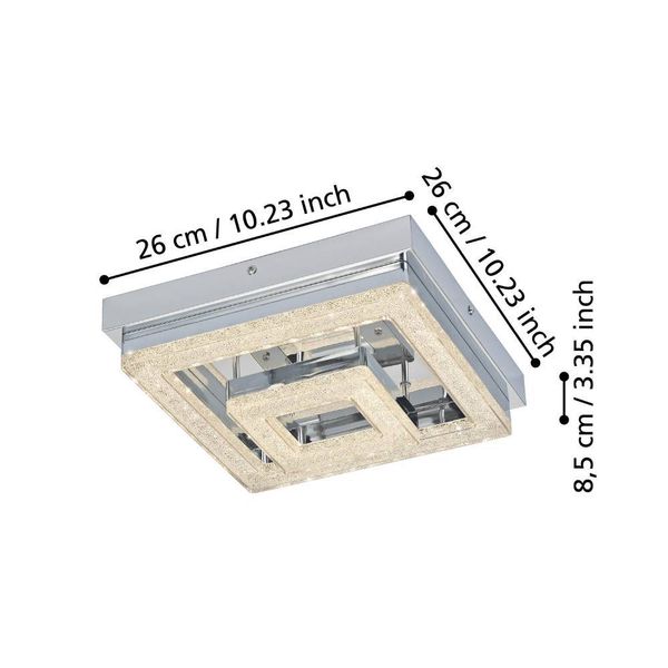 Eglo 95659 FRADELO LED 4-fach Deckenleuchte 4x2W, 1x3,5W 260x260mm Chrom Klar warmweiss