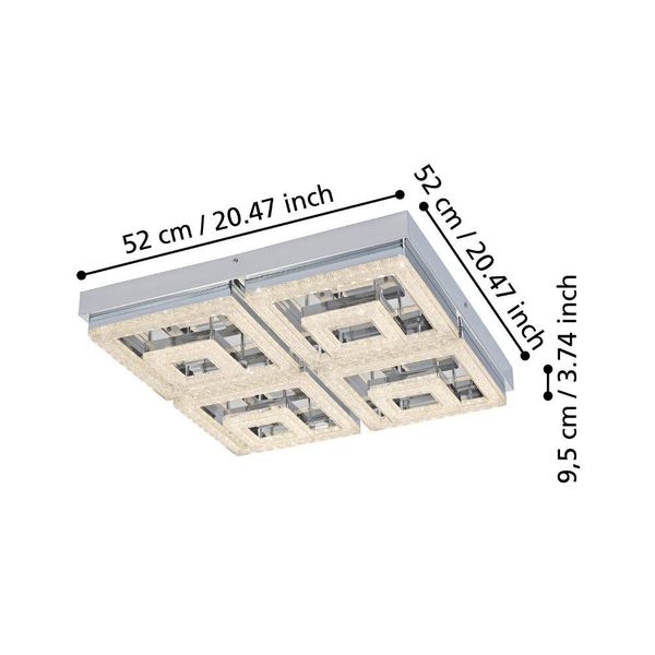 Eglo 95661 FRADELO LED Deckenleuchte 46,5W 520x520mm Chrom Klar warmweiss