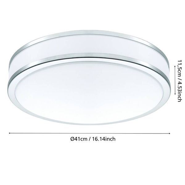 Eglo 95684 PALERMO 2 LED Deckenleuchte 20W Ø410mm Weiss Chrom warmweiss