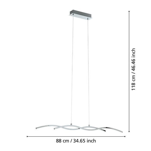 Eglo 96103 LASANA 2 LED Hängeleuchte 19W 870x80mm Chrom Weiss warmweiss