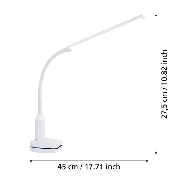 Eglo 96434 LAROA LED Klemmleuchte 4,2W 450x65mm Weiss 4-step dimming neutralweiss dimmbar