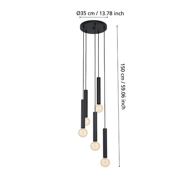 Eglo 98058 CORTENOVA E27 5-fach Hängeleuchte Ø350mm Schwarz