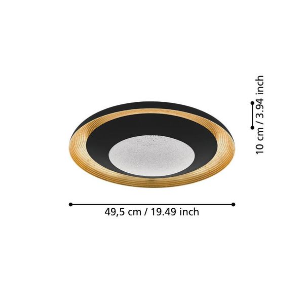 Eglo 98527 CANICOSA 2 LED Deckenleuchte 24,5W Ø495mm Schwarz Gold Transparent CCT steuerbare Lichtfarbe dimmbar