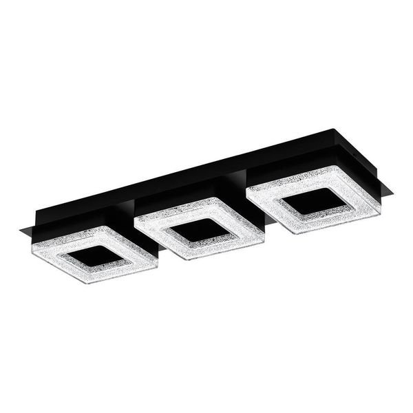 Eglo 99325 FRADELO 1 LED 3-fach Deckenleuchte Wandleuchte 3x3,5W 460x140mm Schwarz Klar warmweiss