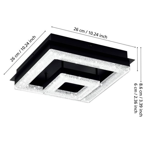 Eglo 99327 FRADELO 1 LED 4-fach Deckenleuchte 4x2W, 1x3,5W 260x260mm Schwarz Klar warmweiss