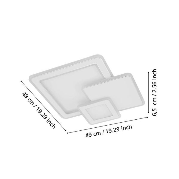 Eglo 99398 MENTALURGIA LED Deckenleuchte 12W, 11W, 7,5W, 5,5W, 4,4W 490x490mm Weiss Chrom CCT steuerbare Lichtfarbe