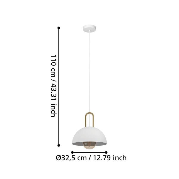 Eglo 99695 CALMANERA E27 Hängeleuchte Ø325mm Weiss Messing