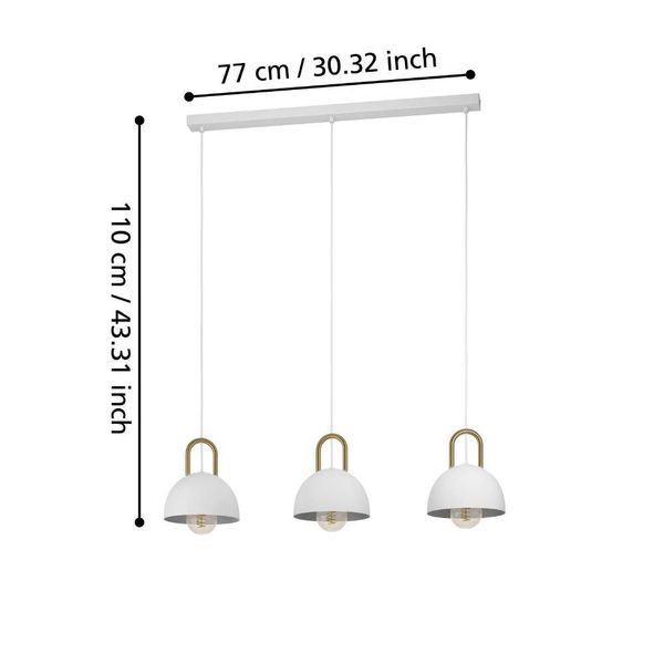 Eglo 99696 CALMANERA E27 3-fach Hängeleuchte 900x200mm Weiss Messing