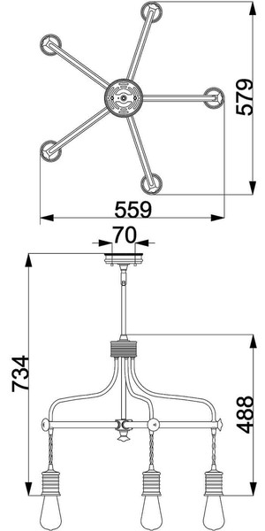 Elstead Douille Kronleuchter E27 5-fach Gealtertes Messing