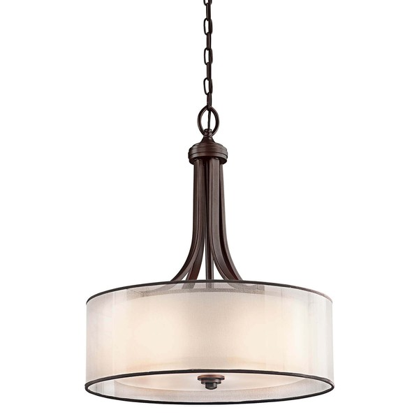 Elstead Lacey Hängeleuchte E27 4-fach Mission Bronze helle Umbra, Erd-Farbe, metallisch gefrostet