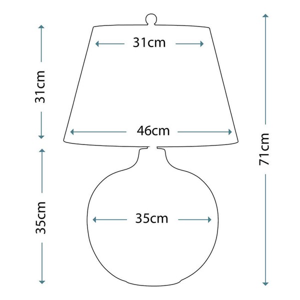 Elstead Laguna Tischleuchte E27 71cm Türkis und Graphitglasur Weiß, Made in UK