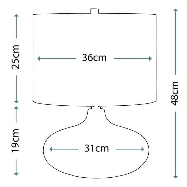 Elstead Laguna Tischleuchte E27 48cm Türkis und Graphitglasur Weiß, Made in UK