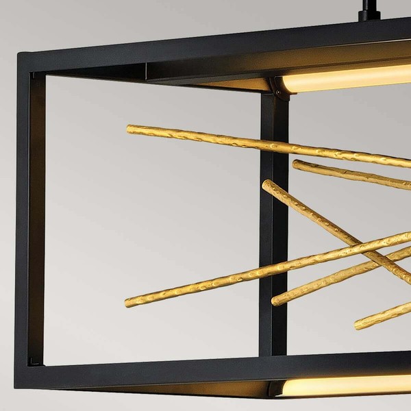 Elstead Styx LED Hängeleuchte 33cm Schwarz und vergoldetes Gold