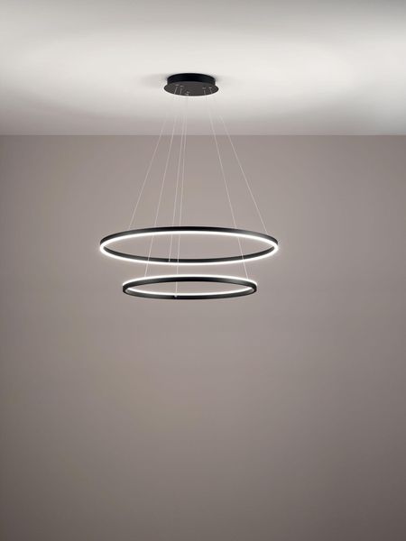 Fabas Luce LED Pendelleuchte Giotto Ø800mm 37 + 28W Warmweiß Schwarz dimmbar