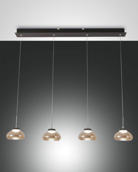 Fabas Luce LED Pendelleuchte Arabella 2000x140mm 32W Warmweiß Bernstein dimmbar