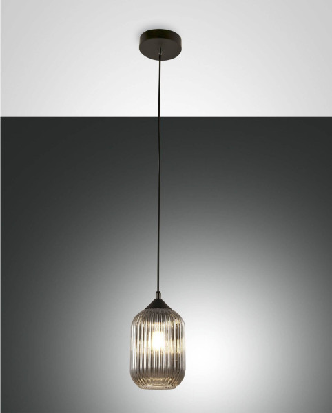 Fabas Luce Pendelleuchte Aston E27 Ø140mm Grau