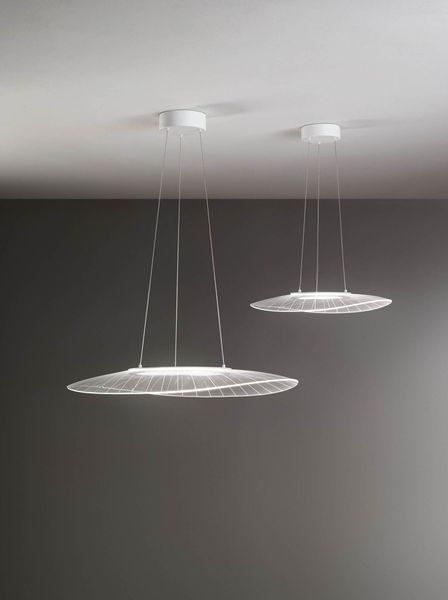 Fabas Luce LED Pendelleuchte Vela 2000x550mm 40W Warmweiß Weiß dimmbar