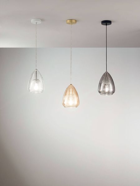 Fabas Luce Pendelleuchte Britton E27 Ø220mm Bernstein