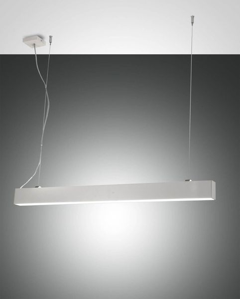 Fabas Luce LED Pendelleuchte Next 2000x46mm 21,5+23,5W Warmweiß Weiß dimmbar, made in Italy