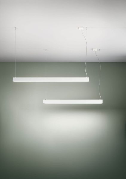 Fabas Luce LED Pendelleuchte Next 2000x46mm 21,5+23,5W Warmweiß Weiß dimmbar, made in Italy