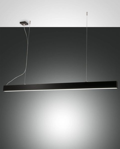 Fabas Luce LED Pendelleuchte Next 2000x46mm 28+30W Warmweiß Schwarz dimmbar, made in Italy