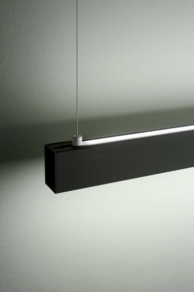 Fabas Luce LED Pendelleuchte Next 2000x46mm 28+30W Warmweiß Schwarz dimmbar, made in Italy