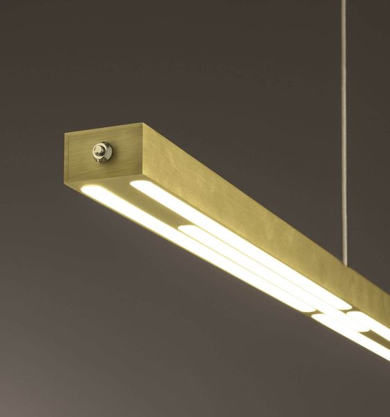 Fabas Luce LED Pendelleuchte Ling 2000x43mm 40W Warmweiß Messing dimmbar