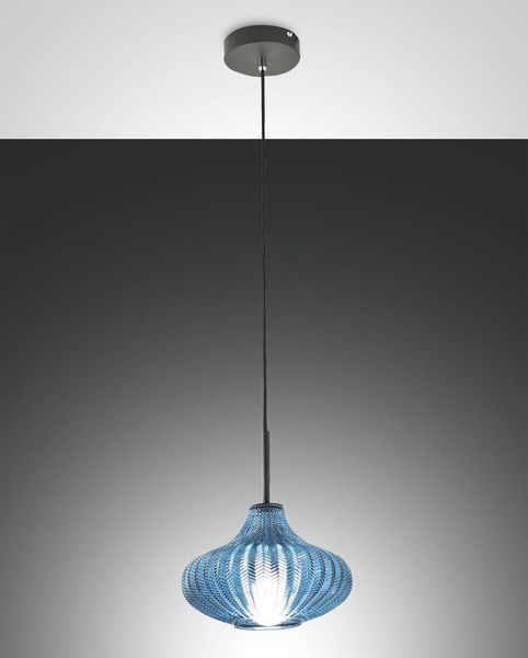 Fabas Luce Pendelleuchte Budelli E27 Ø260mm Azurblau