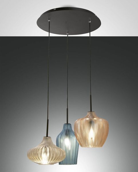 Fabas Luce Pendelleuchte Olbia E27 Ø500mm Bernstein