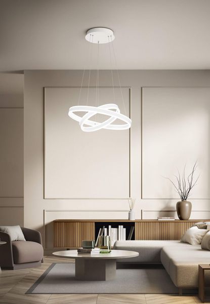 Fabas Luce LED Pendelleuchte Palau Ø600mm 1x66+1x44W Warmweiß Weiß dimmbar