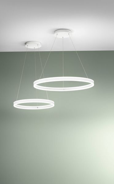 Fabas Luce LED Pendelleuchte Palau Ø800mm 64W Warmweiß Weiß dimmbar