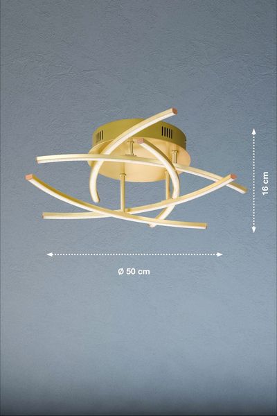 Fischer & Honsel Cross TW LED Deckenleuchte 5-fach 20,4W Tunable white steuerbar dimmbar Acrylblende messing + Fernbedienung 20050