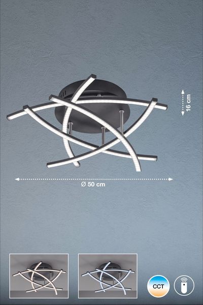 Fischer & Honsel Cross TW LED Deckenleuchte 5-fach 20,4W Tunable white steuerbar dimmbar sandschwarz 20896