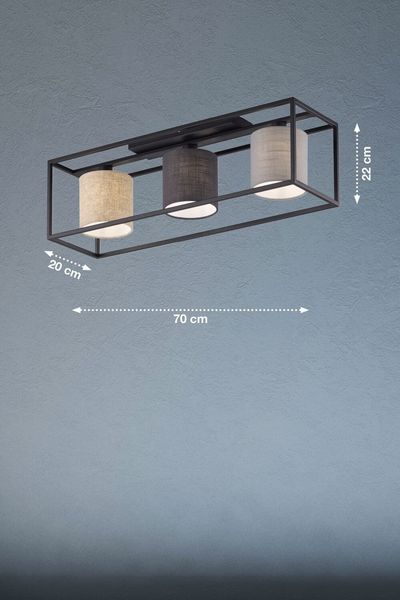 Fischer & Honsel Isko Deckenleuchte 3-fach E14 Stoffschirm hellgrau Leinen sandschwarz 21358