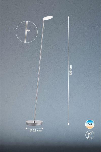 Fischer & Honsel Dent LED Stehleuchte 7,3W Tunable white steuerbar dimmbar nickel 40395