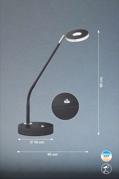 Fischer & Honsel Dent LED Tischleuchte 5,8W Tunable white steuerbar dimmbar sandschwarz 50416