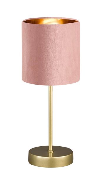 Fischer & Honsel Aura Tischleuchte E14 Stoffschirm rosé Samt, goldfarben gold 50493