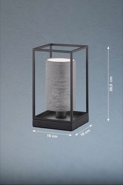 Fischer & Honsel Gilli Tischleuchte E14 Stoffschirm grau Leinen sandschwarz 50576