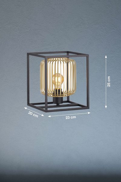 Fischer & Honsel Caydo Tischleuchte E27 schaltbar metallschirm goldfarben sandschwarz 50620