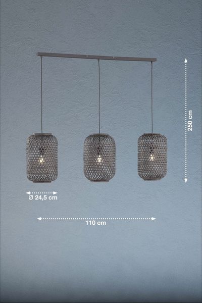 SCHÖNER WOHNEN-Kollektion Calla Pendelleuchte 3-fach E27 Bambusschirm schwarz 25cm