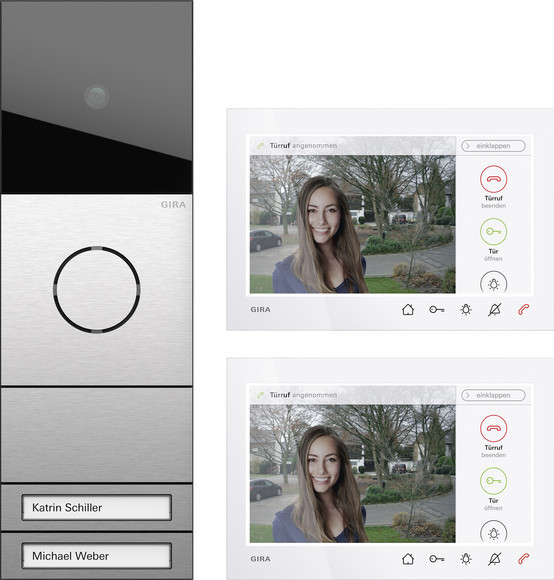 Gira 2432920 Zweifamilienhaus-Paket Wohnungsstation Video AP 7 System 106 Edelstahl