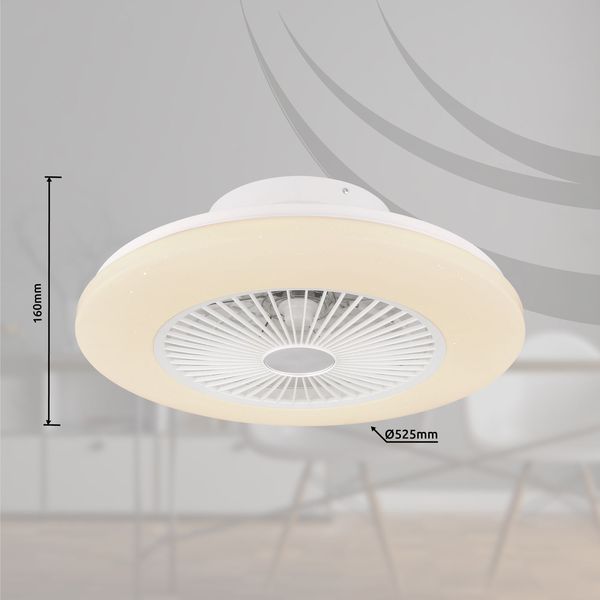 Globo Travo LED Deckenventilator 30W CCT Weiß, Metall Fernbedienung Nachtlicht Ø50cm 03628