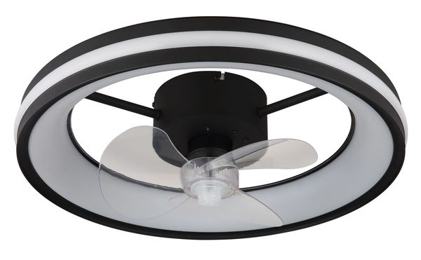 Globo Gatian LED Deckenventilator 30W CCT Schwarz Matt, Metall Fernbedienung Nachtlicht Ø49,5cm 03651