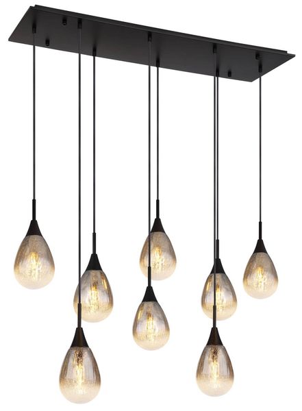 Globo Krys E14 LED Hängeleuchte 8-fach Schwarz Matt, Metall Ø13cm 15576-8H