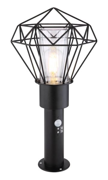 Globo Horace E27 LED Außenleuchte IP44 Schwarz, Edelstahl Bewegungssensor 50cm 31356S