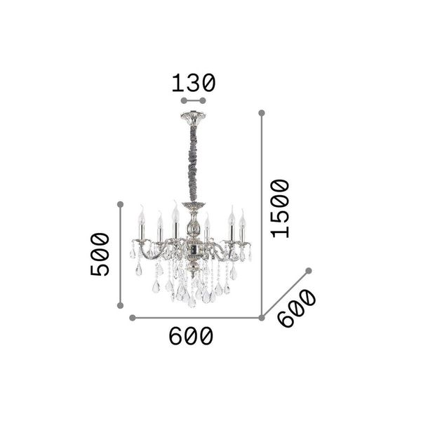 Ideal Lux IMPERO Pendelleuchte E14 6-fach ⌀600mm dimmbar Silber 002408